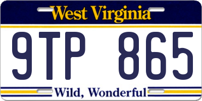 WV license plate 9TP865