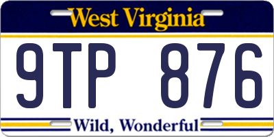 WV license plate 9TP876