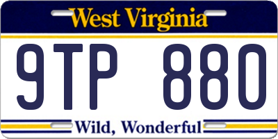 WV license plate 9TP880