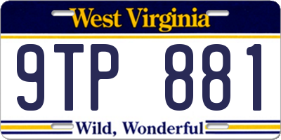 WV license plate 9TP881