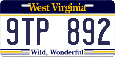 WV license plate 9TP892