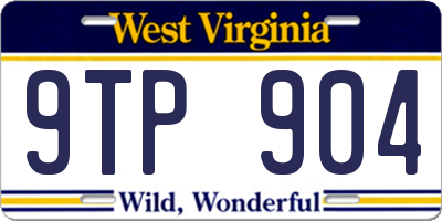 WV license plate 9TP904