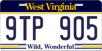 WV license plate 9TP905