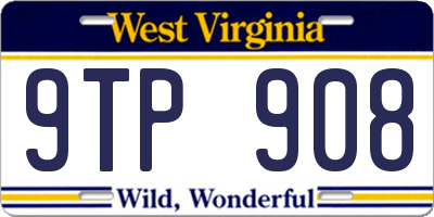 WV license plate 9TP908