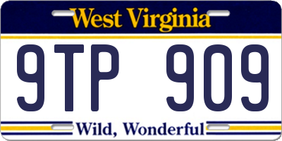 WV license plate 9TP909