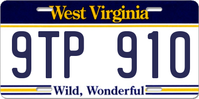 WV license plate 9TP910