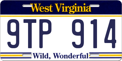 WV license plate 9TP914