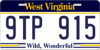 WV license plate 9TP915