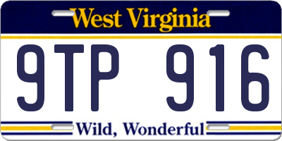 WV license plate 9TP916