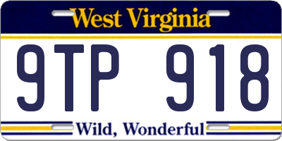 WV license plate 9TP918