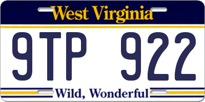 WV license plate 9TP922
