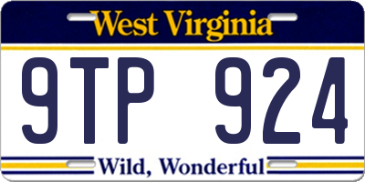 WV license plate 9TP924