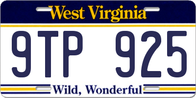 WV license plate 9TP925