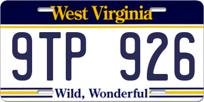 WV license plate 9TP926