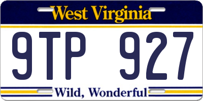 WV license plate 9TP927
