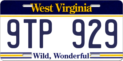 WV license plate 9TP929