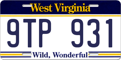 WV license plate 9TP931