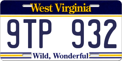 WV license plate 9TP932
