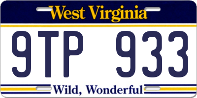 WV license plate 9TP933