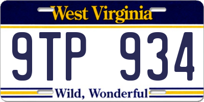 WV license plate 9TP934