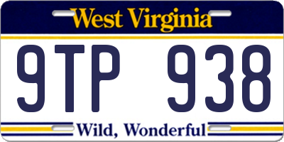 WV license plate 9TP938