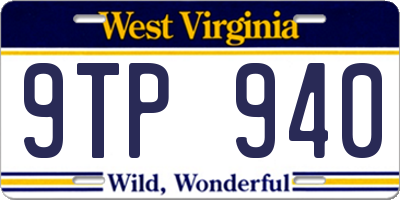 WV license plate 9TP940