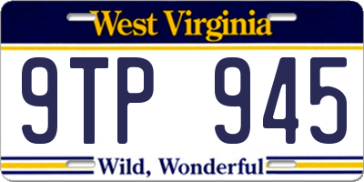 WV license plate 9TP945