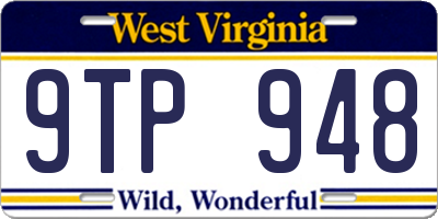 WV license plate 9TP948
