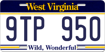 WV license plate 9TP950