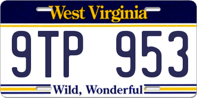 WV license plate 9TP953