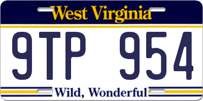 WV license plate 9TP954