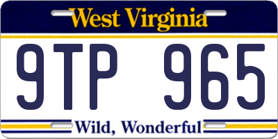 WV license plate 9TP965