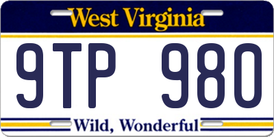 WV license plate 9TP980
