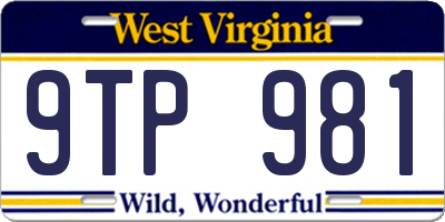 WV license plate 9TP981