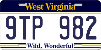WV license plate 9TP982