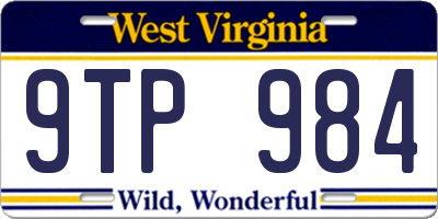 WV license plate 9TP984