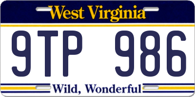 WV license plate 9TP986