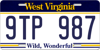 WV license plate 9TP987