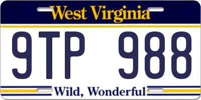 WV license plate 9TP988