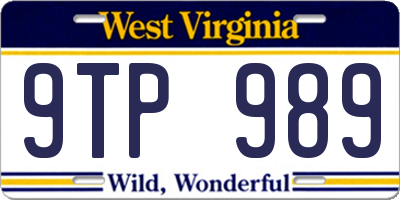 WV license plate 9TP989