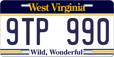 WV license plate 9TP990