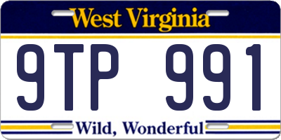 WV license plate 9TP991