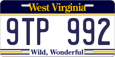 WV license plate 9TP992