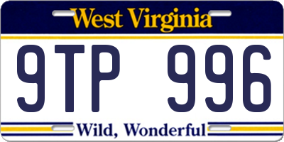 WV license plate 9TP996