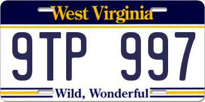 WV license plate 9TP997