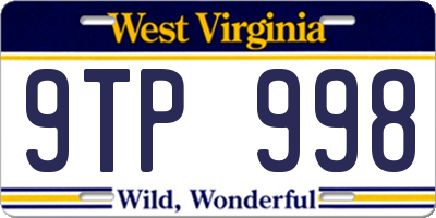 WV license plate 9TP998