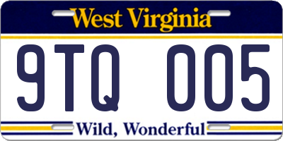 WV license plate 9TQ005