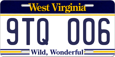 WV license plate 9TQ006