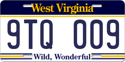 WV license plate 9TQ009