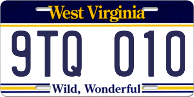 WV license plate 9TQ010